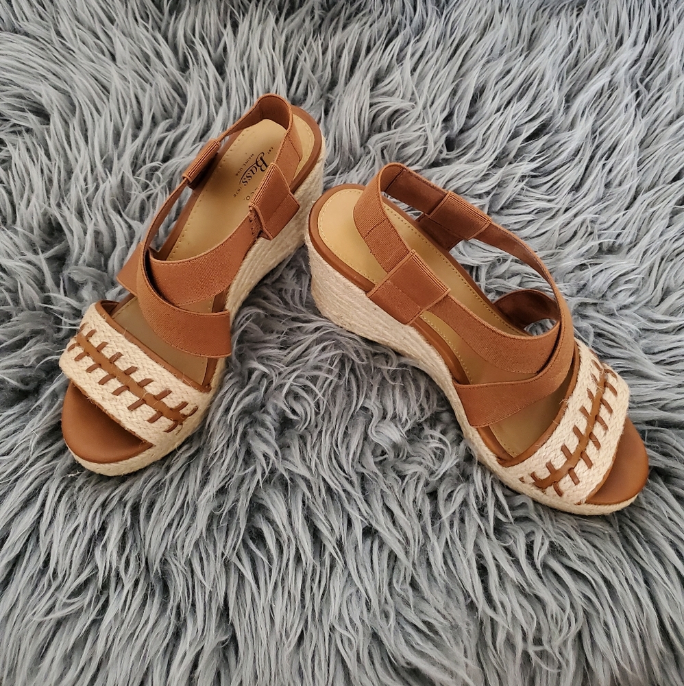 Bass Tan Rope Wedge Heels